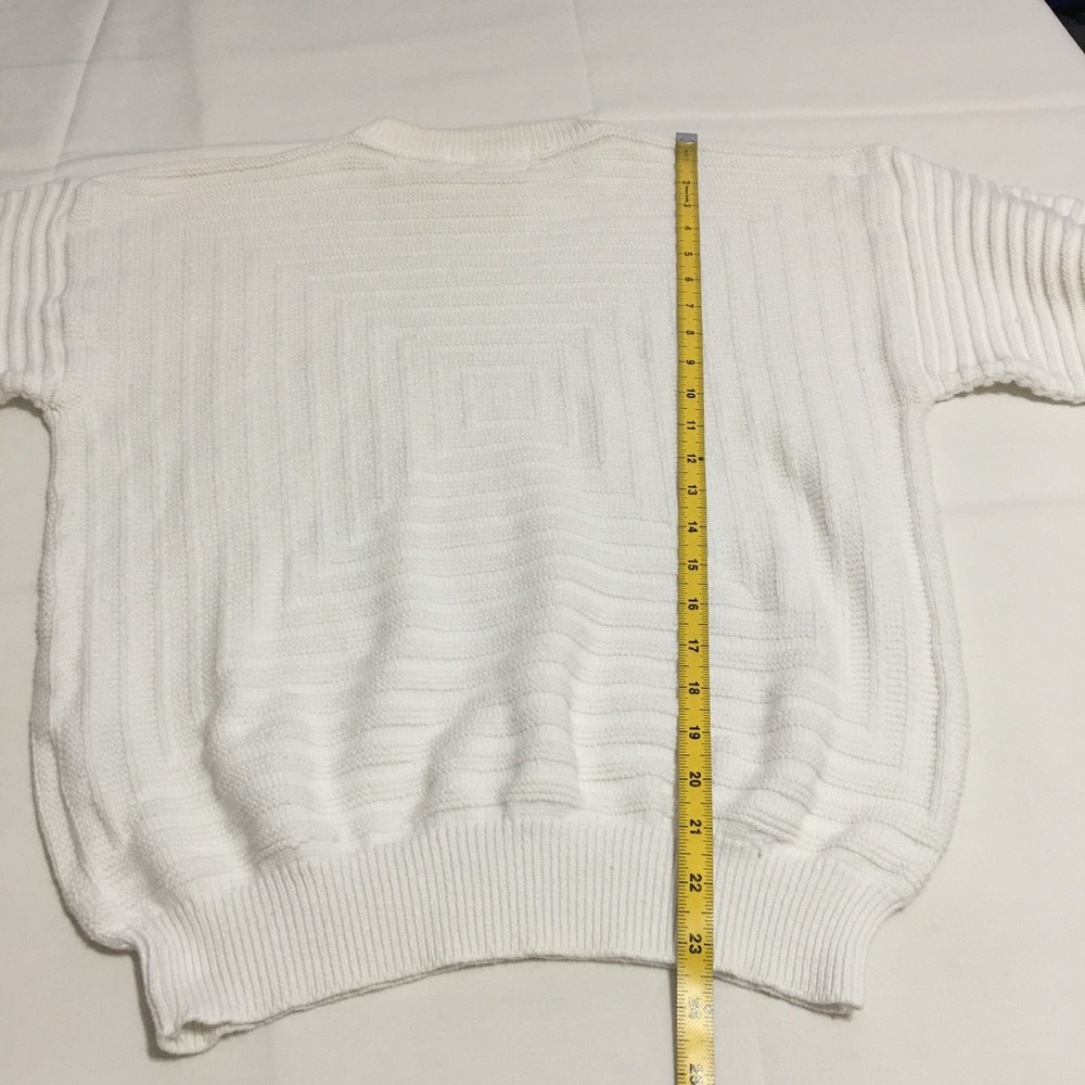 Christian Dior Knit Sweater Men Medium White Geometric Textured Ribbed Pullover - Picture 14 of 14